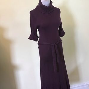 Athleta Belted Sweater Dress Turtleneck Purple,MD
